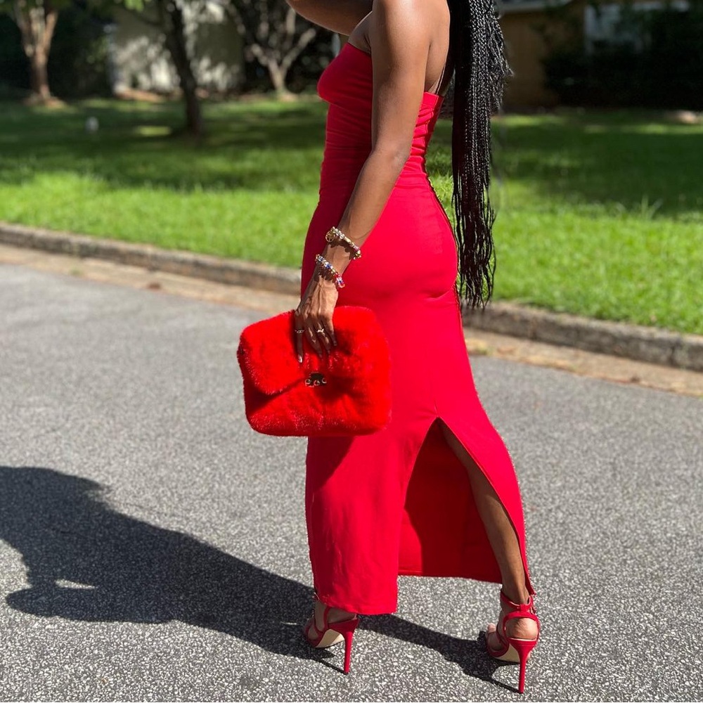 Elegant Red Strapless Dress